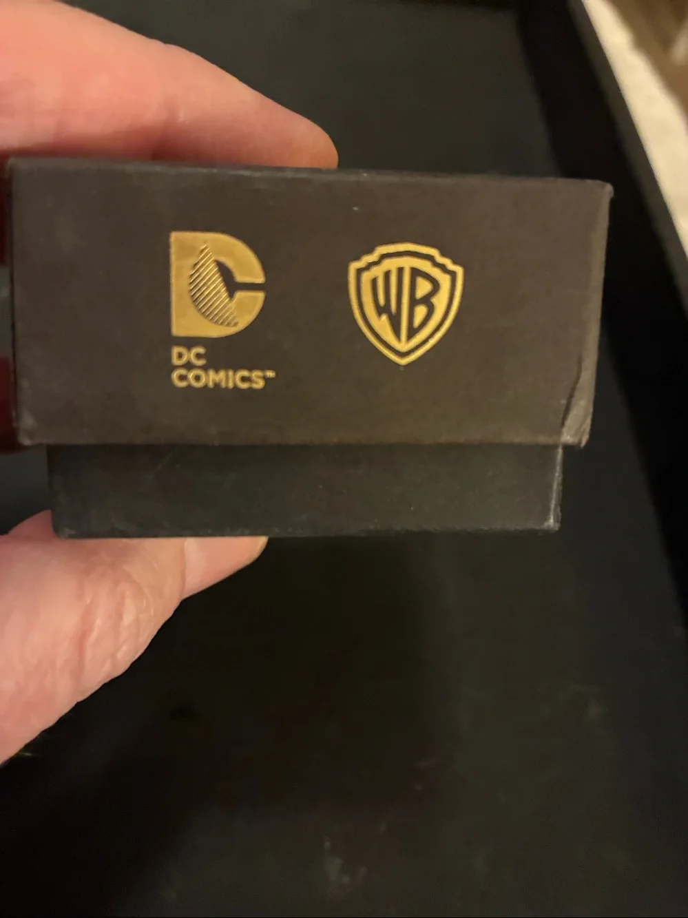 Black Bat Wings Steel Cuff Links.DC Comics Black Box with Gold DC and WB Logos
